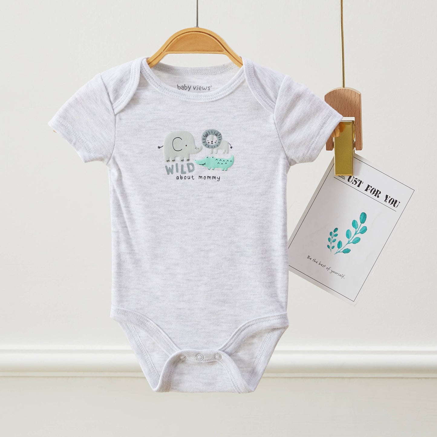 Lollipop Dreams - Pack of 3 Baby Boys Safari Animal Short Sleeves Bodysuits
