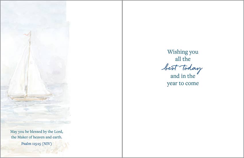 GINA B DESIGNS - With Scripture Birthday Greeting Card - Sailboats and Gulls