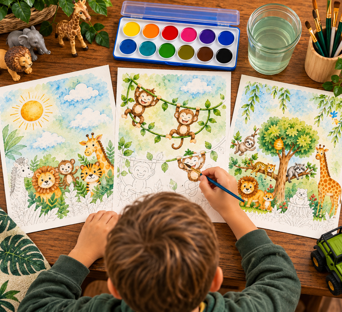 Jessie Marie Creative - Watercolor Art Kit: Wild Animals Theme Designs