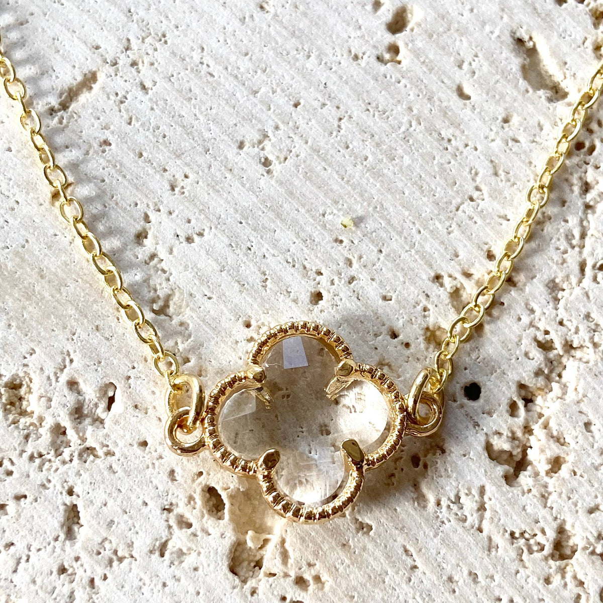 VB&CO Designs Handmade Jewelry - Clover quatrefoil crystal necklace