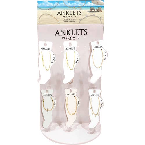 Maya J - Ankle Bracelets - 14K Gold-Plated - Full Display