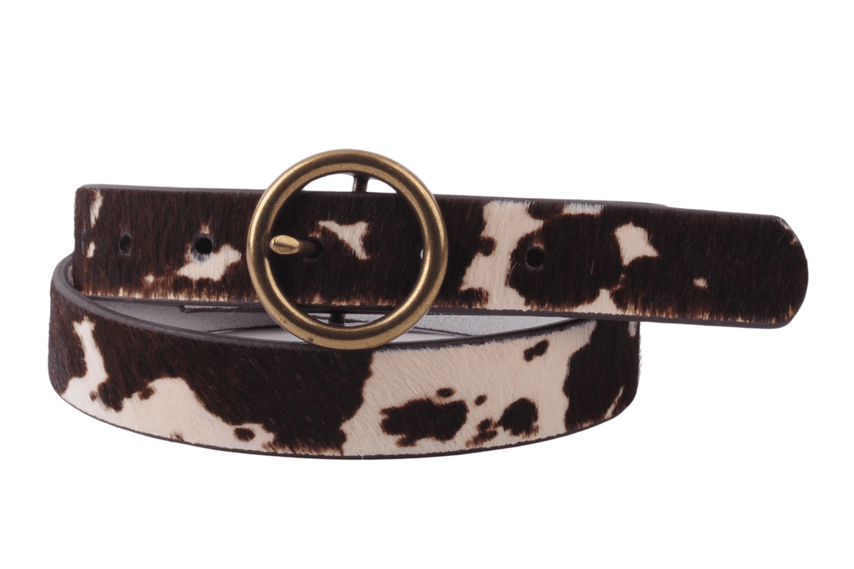 Most Wanted USA - Round Brass Buckle Suede/Genuine Leather Belt｜Minimalist