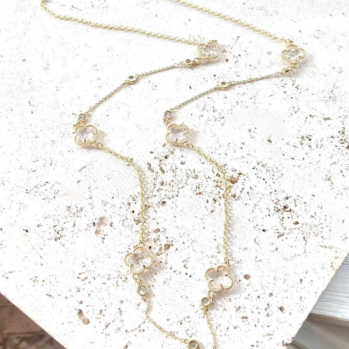 VB&CO Designs Handmade Jewelry - Quatrefoil clover long layering necklace designer style