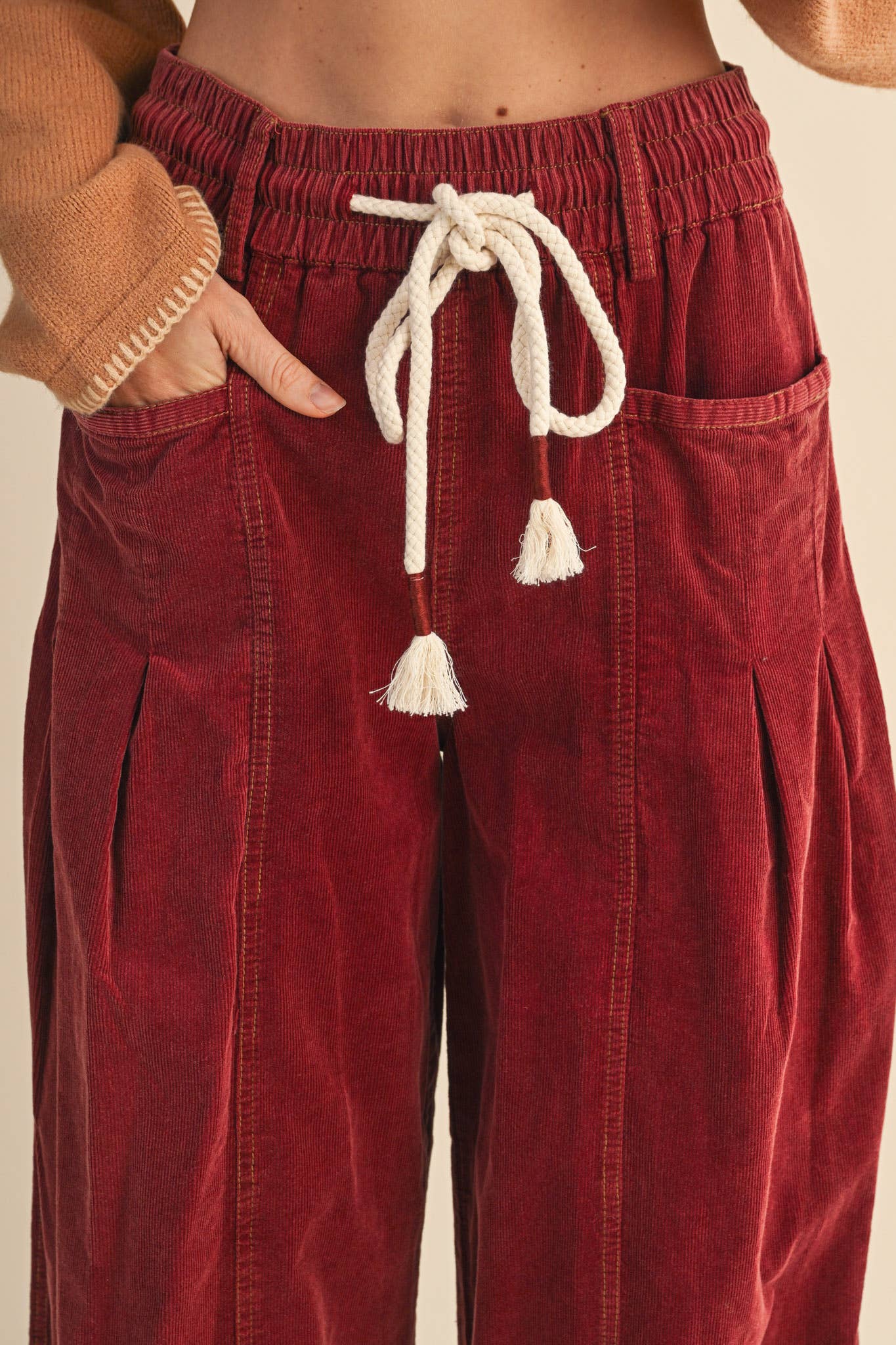 &MERCI - WASHED CORDUROY PLEATED BARREL PANTS MP4155