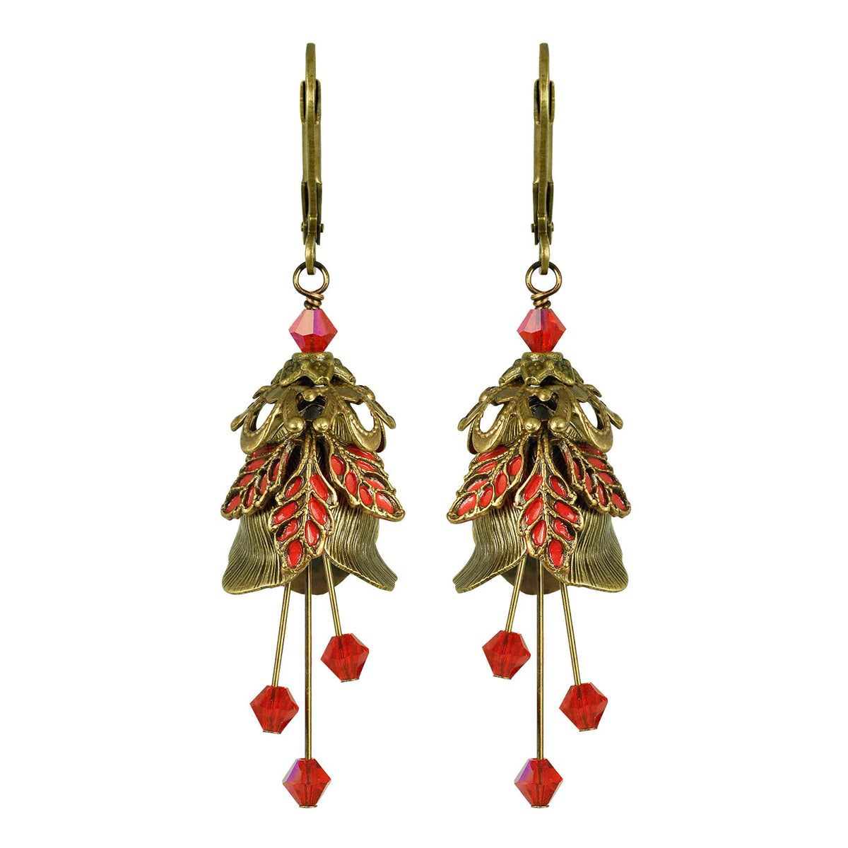NoMonet - Flower Fairy: Rose Flower Hand Painted Leaves Earrings