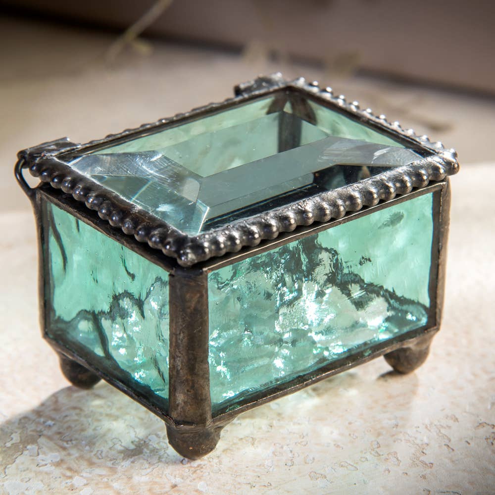 J Devlin Glass Art & Bert Anderson Collection - Small Stained Glass Ring Box J Devlin Box 325 Series