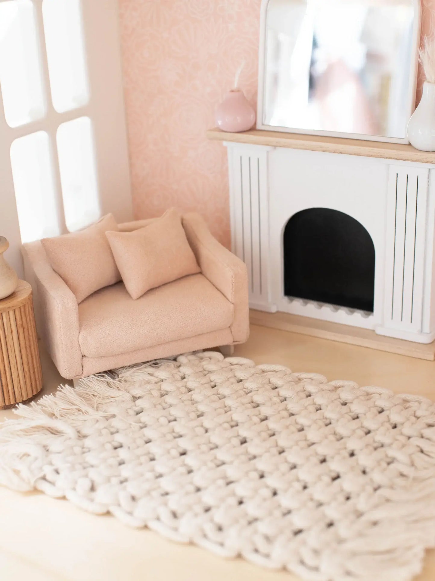 Macy Mae Dollhouse Designs - Dollhouse Macrame Rectangle Rug | Ivory or Natural
