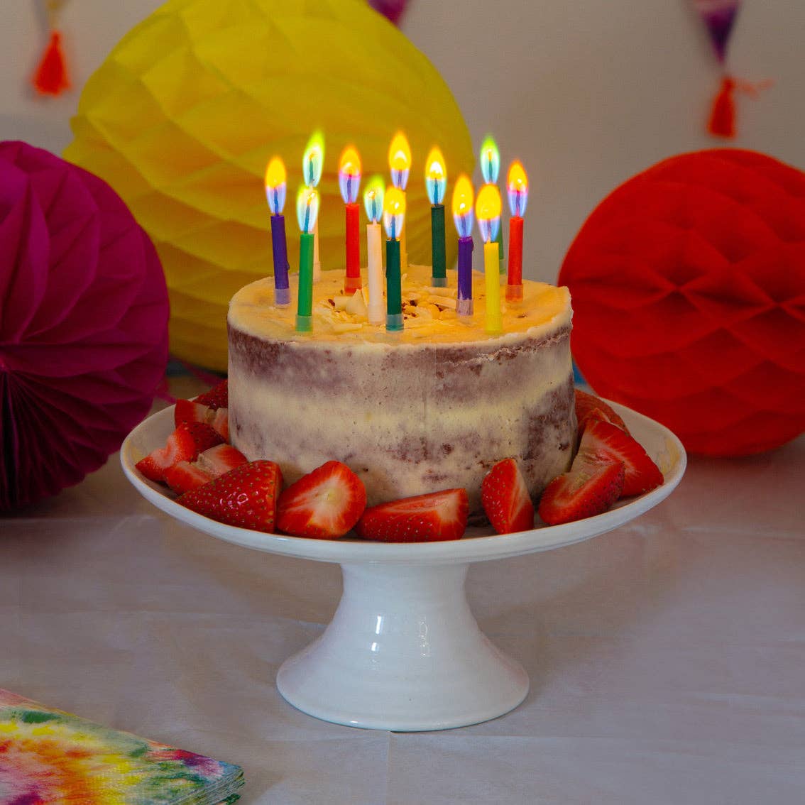 Talking Tables USA - Home, Birthday, Games & Seasonal Decor - Rainbow Flame Birthday Candles - 12 Pack | Cake Candles |