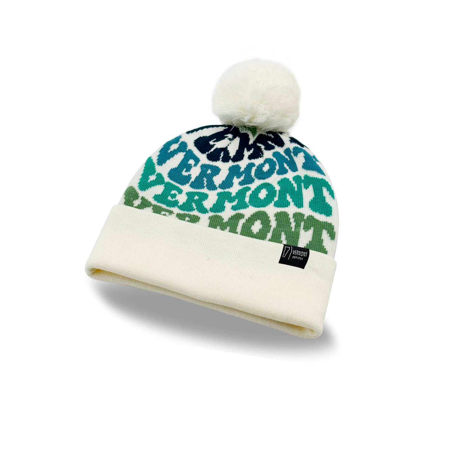 Northern Icons Creations INC - Vermont Colorful Letter Beanie Winter Knit Hat with Pom Pom for Cold Weather
