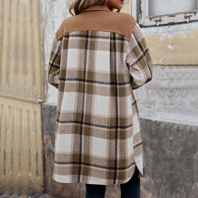 Lovesoft - Women's Polished Plaid Long Coat