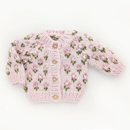 Huggalugs - Bitty Blooms Blush Cardigan Sweater for Baby & Toddler