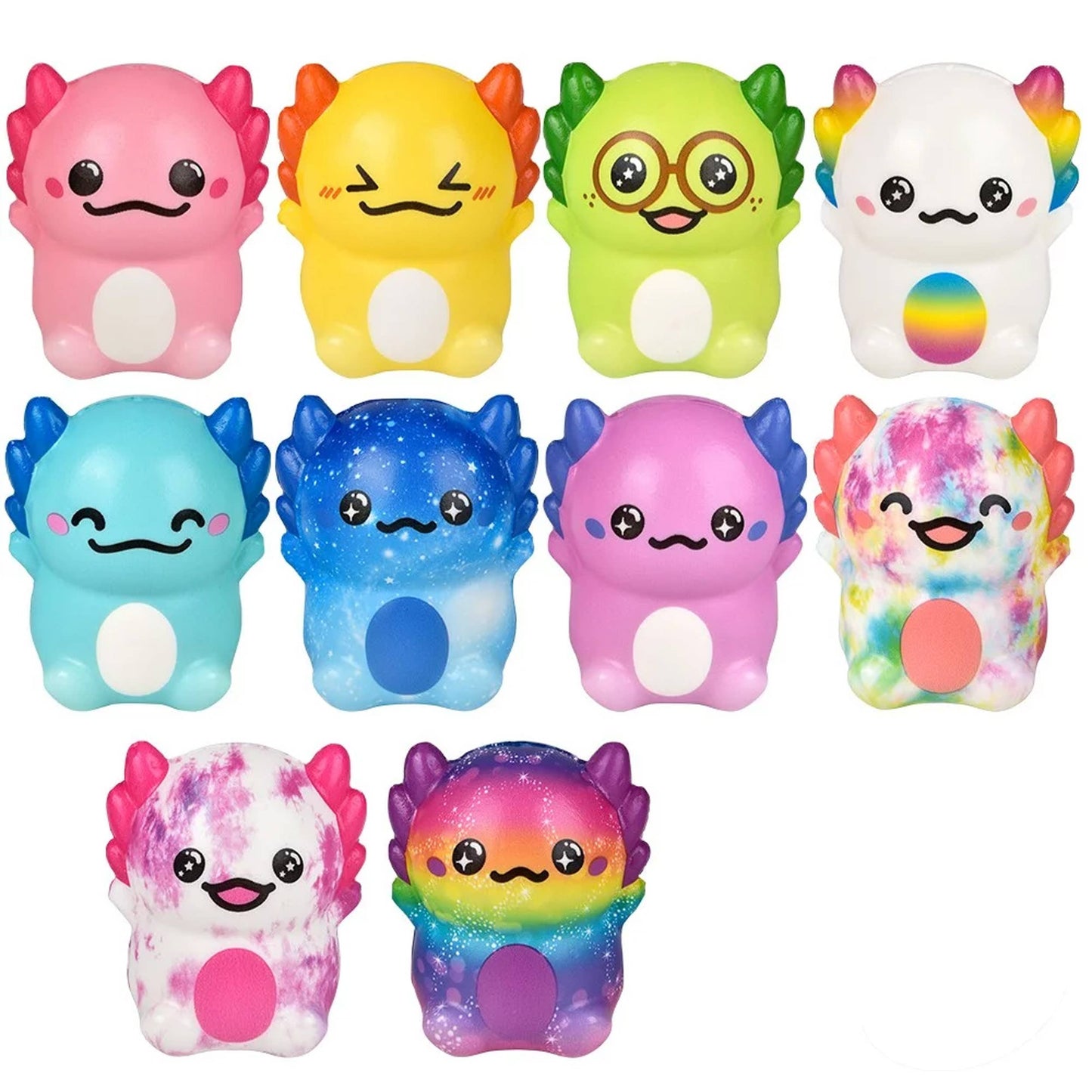 JSBlueRidge Toys - Colorful Axolotl Soft Squish Kids Toy - Assorted in Bulk