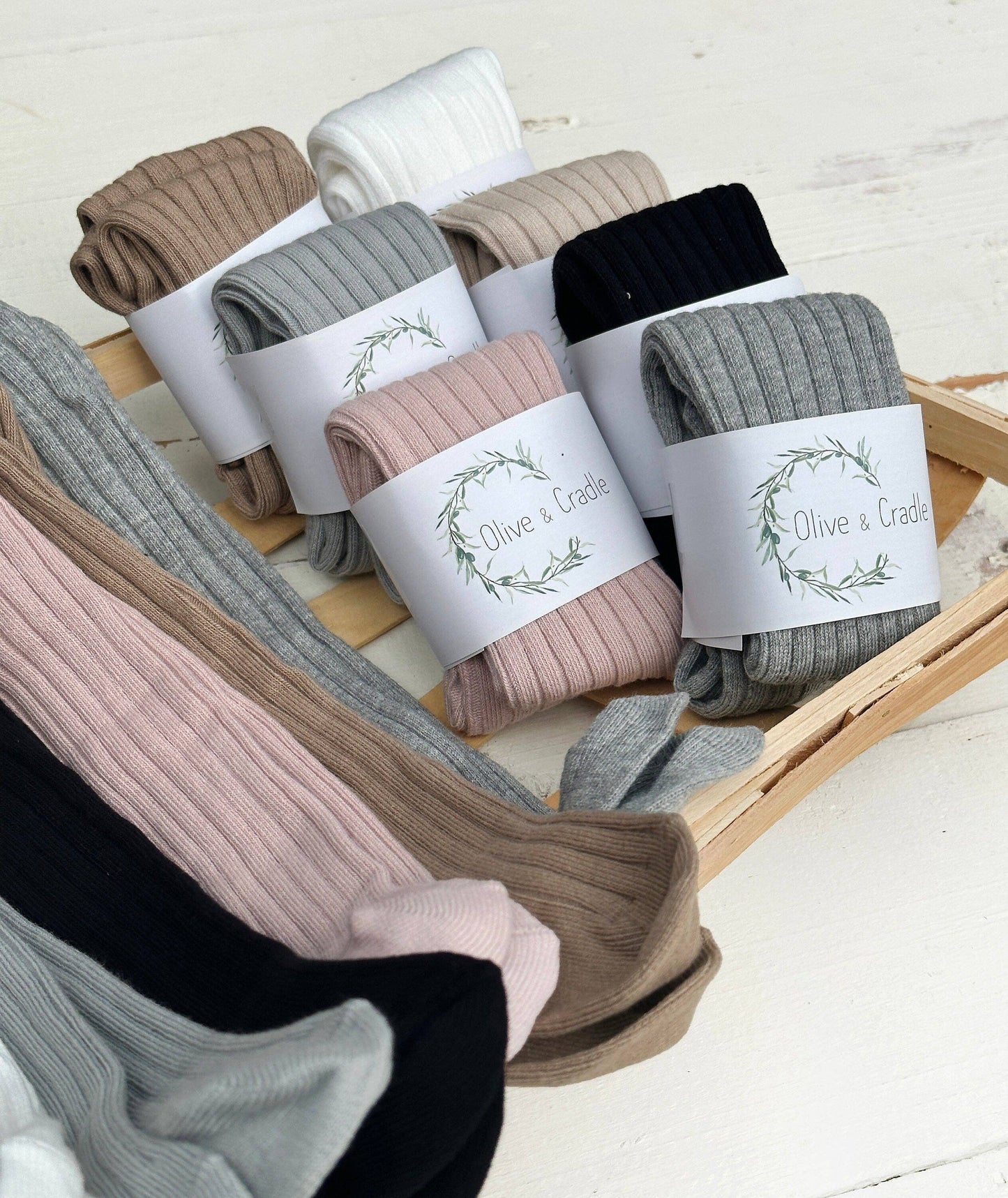 OLIVE & CRADLE - Ribbed Tights Stockings