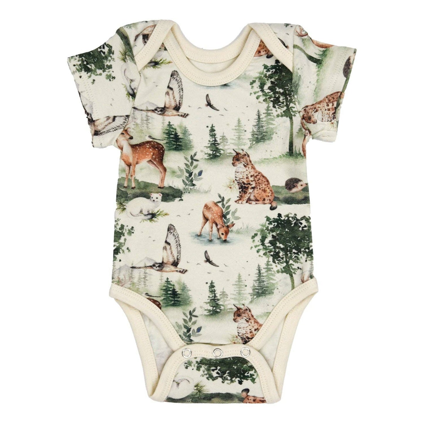 Earthy - Organic Cotton Short Sleeve Baby Bodysuit, Oak