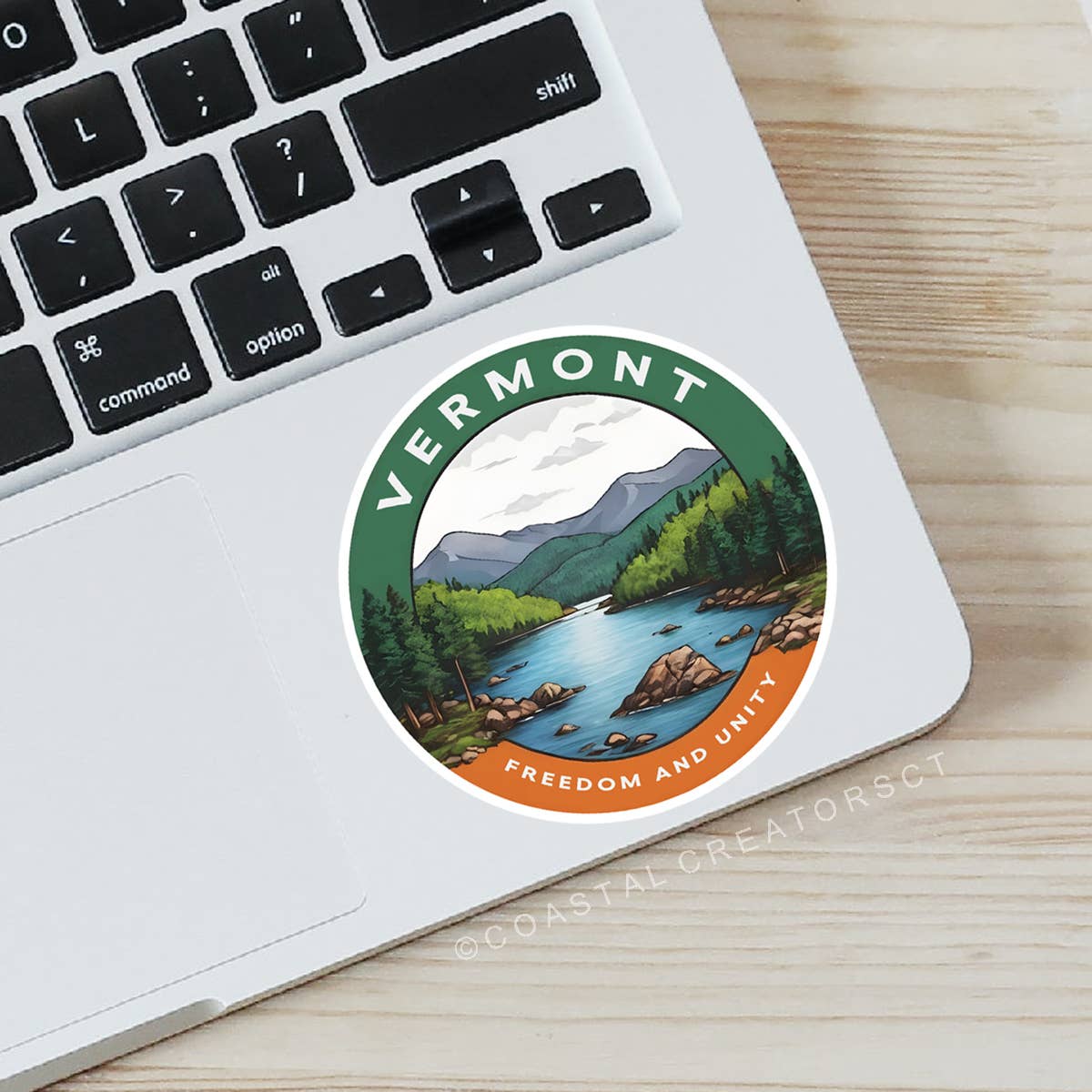 Coastal Creators of Connecticut - Vermont Watercolor Laptop Bottle Sticker