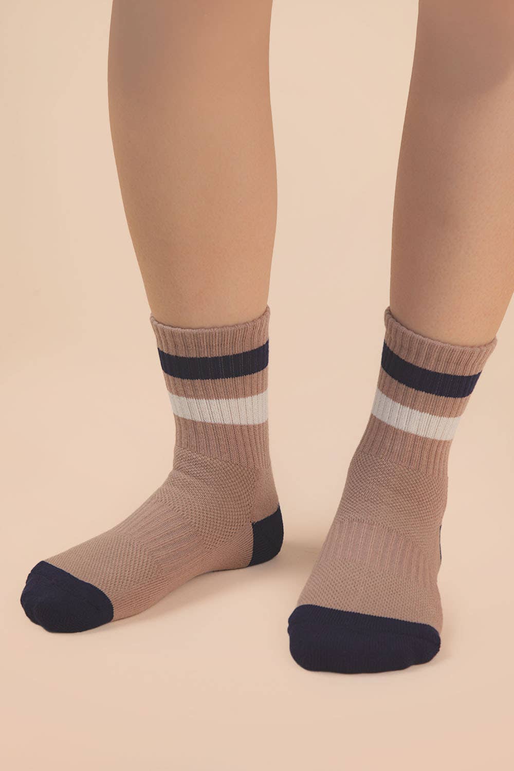 VERY J - SC10025C - Color Block Stripe Crew Socks