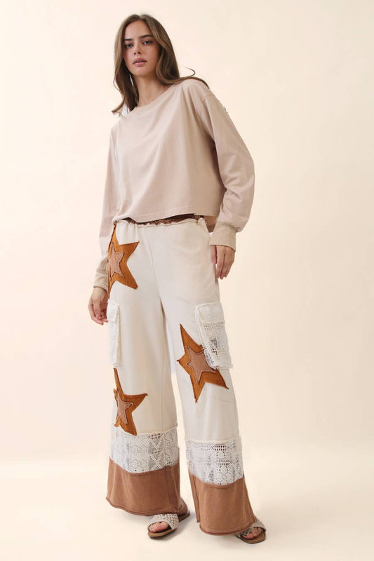 Oddi - Star Patch Wide Leg Pants