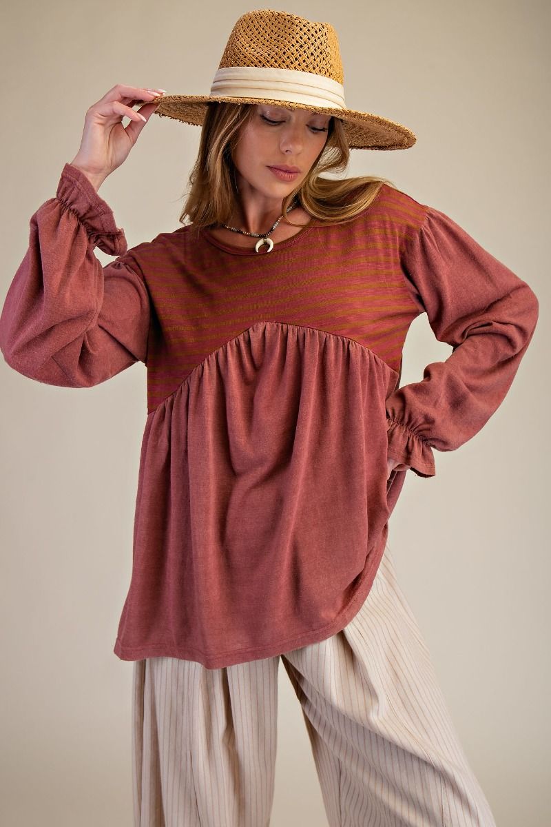 Marsala Striped Top