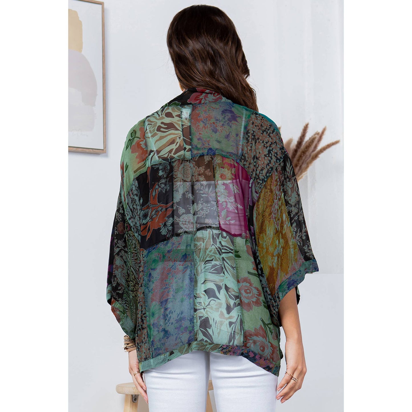 Young Threads - Kimono Top In Overdyed Mix N Match Patches - in 7 Color ways