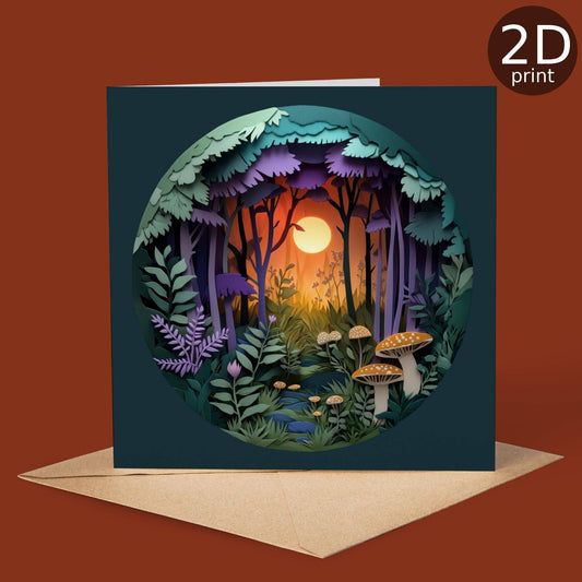 Good Post Day - Mushroom Woodland Sunset 2D Printed Card