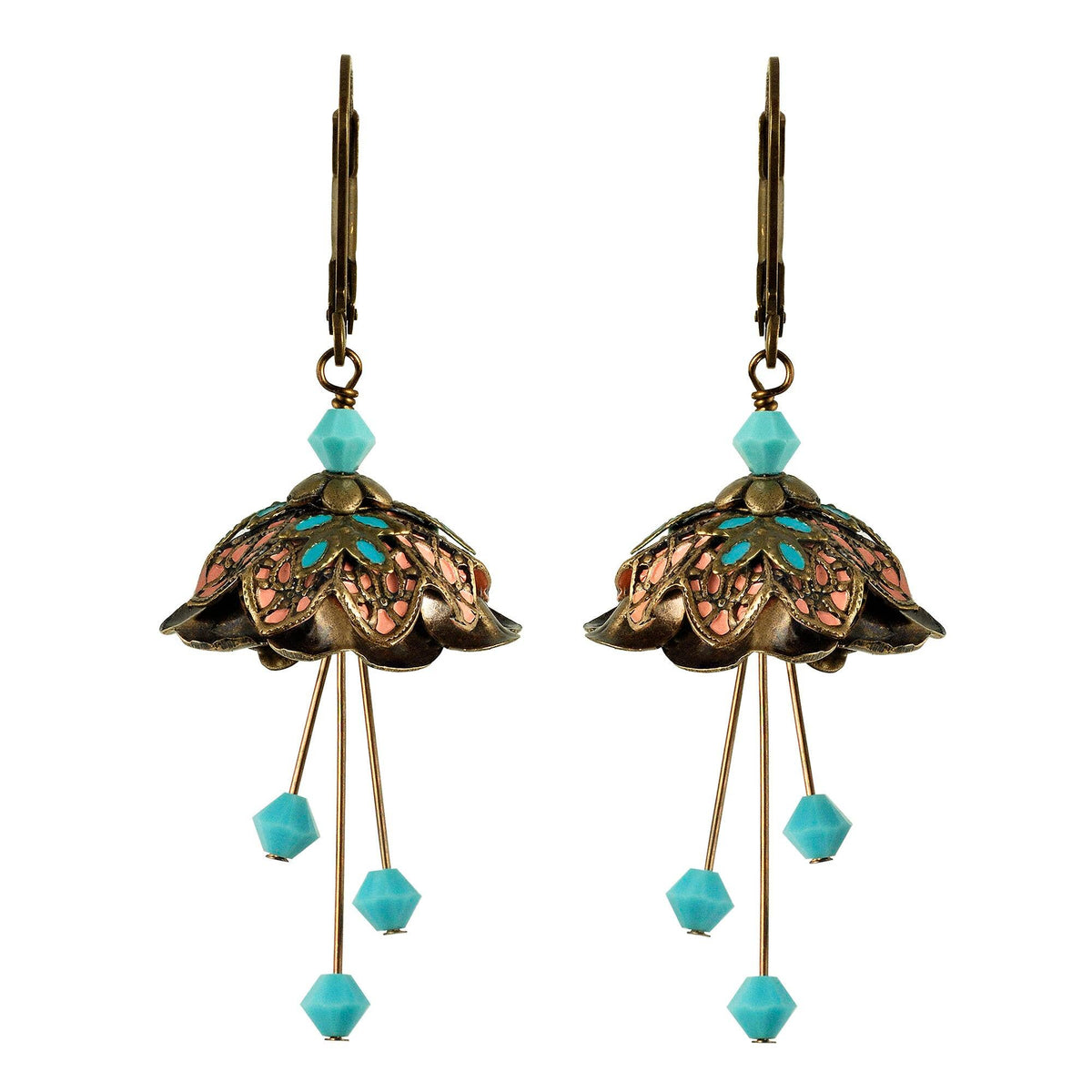 NoMonet - Flower Fairy: Hand Painted Dainty Flower Earrings w Crystals