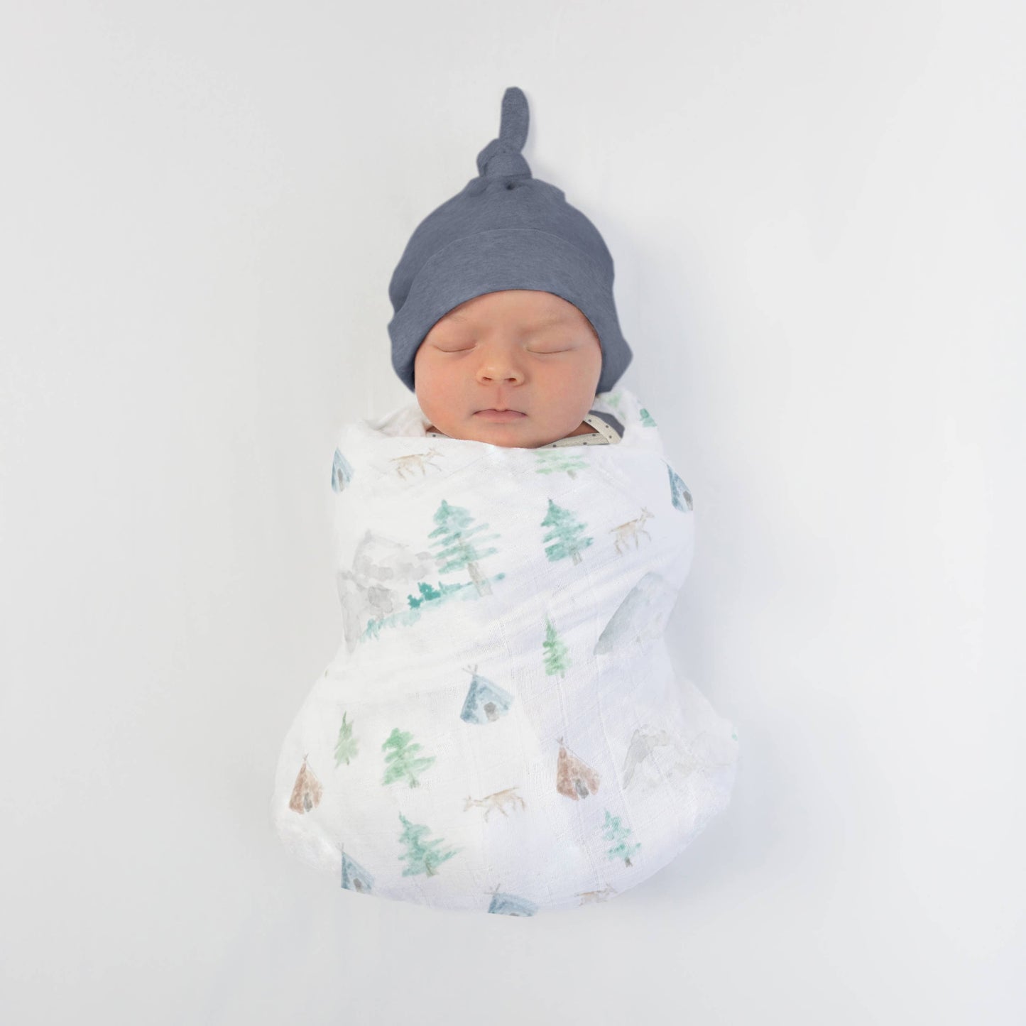 SwaddleDesigns - Watercolor Mountains & Trees Muslin Swaddle Blanket