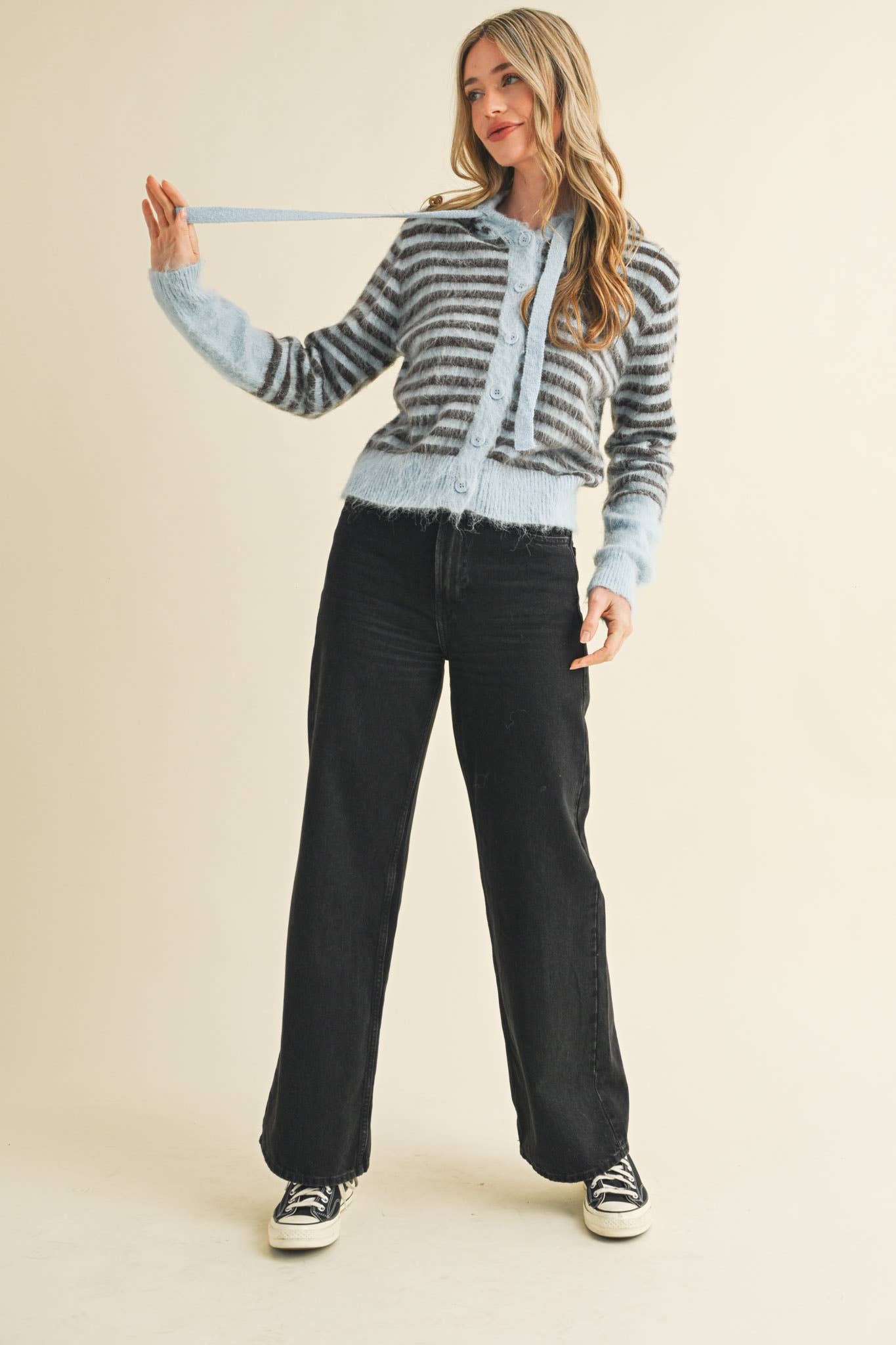 &MERCI - STRIPED HOODIE SWEATER CARDIGAN MSW11063