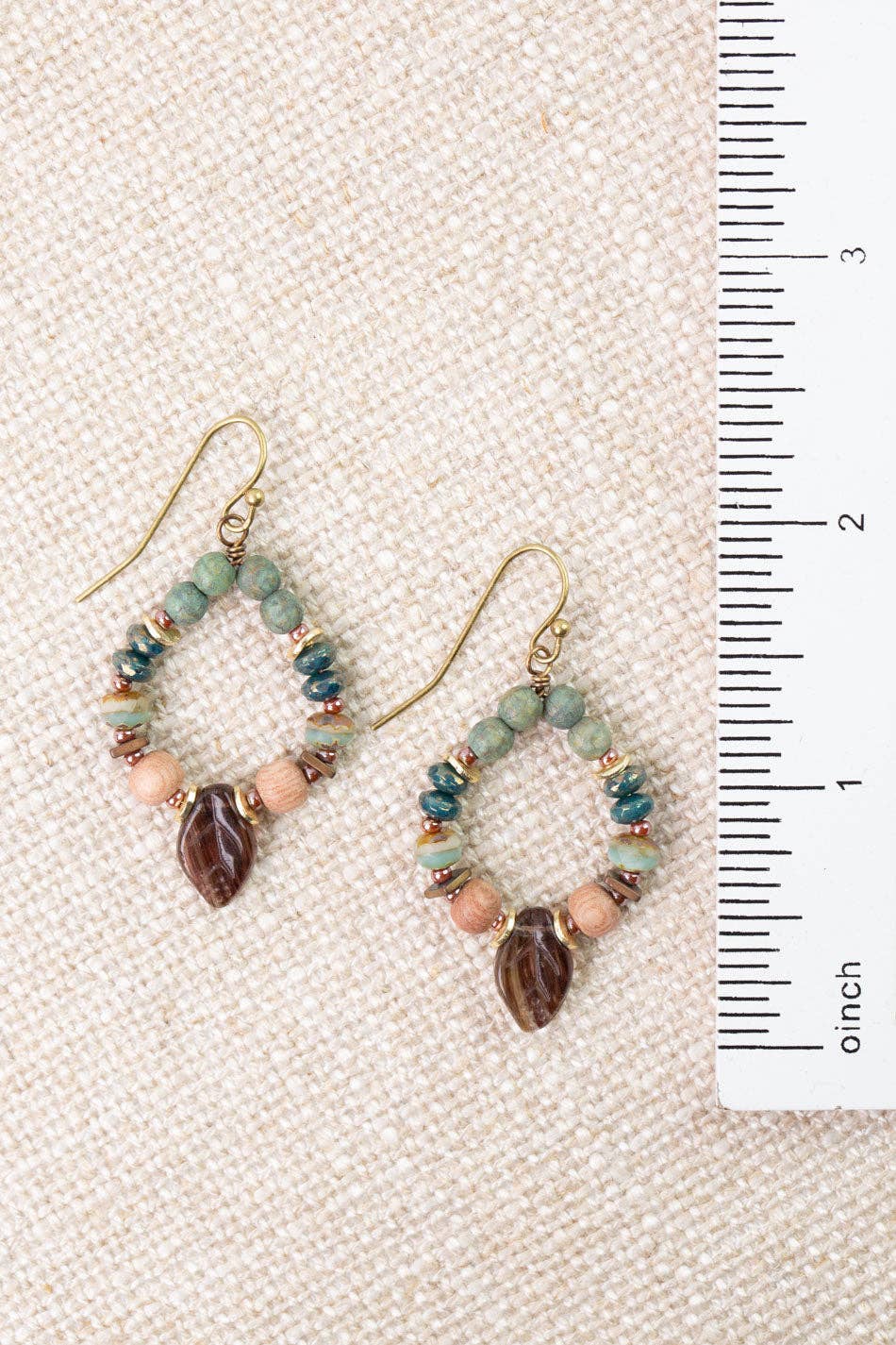 Anne Vaughan Designs Jewelry - Folklore Wood, Czech Glass Hoop Earrings