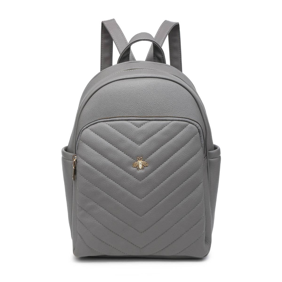 Papaya Fashion Ltd - GL23901-Backpack with chevron quilted pattern and bee badge