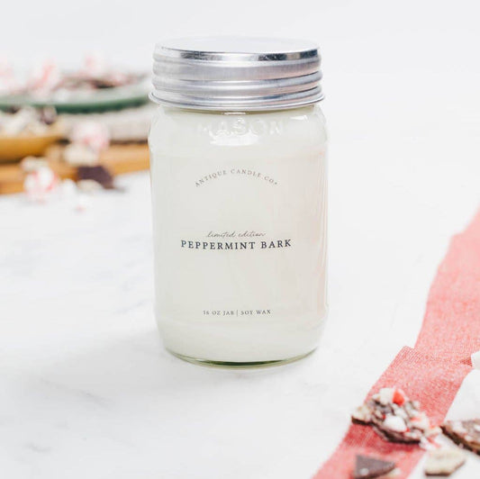 Antique Candle Co.® - Peppermint Bark - Soy Wax Mason Jar Candle