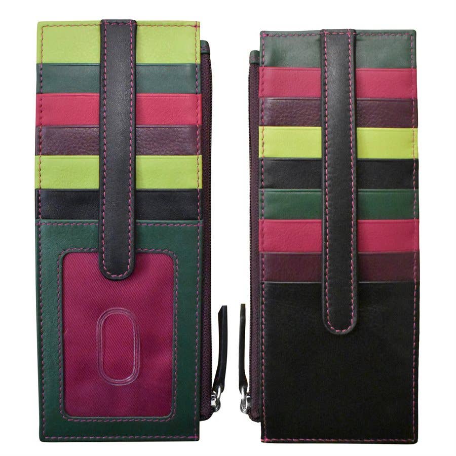ili New York - 7800 Leather Card Holder with Zip Pocket