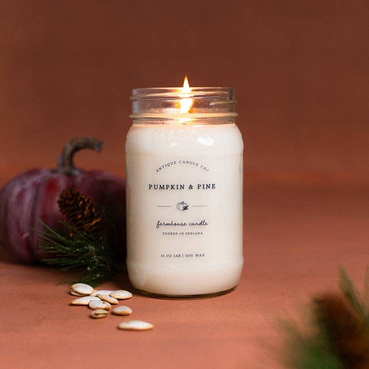 Antique Candle Co.® - Pumpkin & Pine - Soy Wax Mason Jar Candle