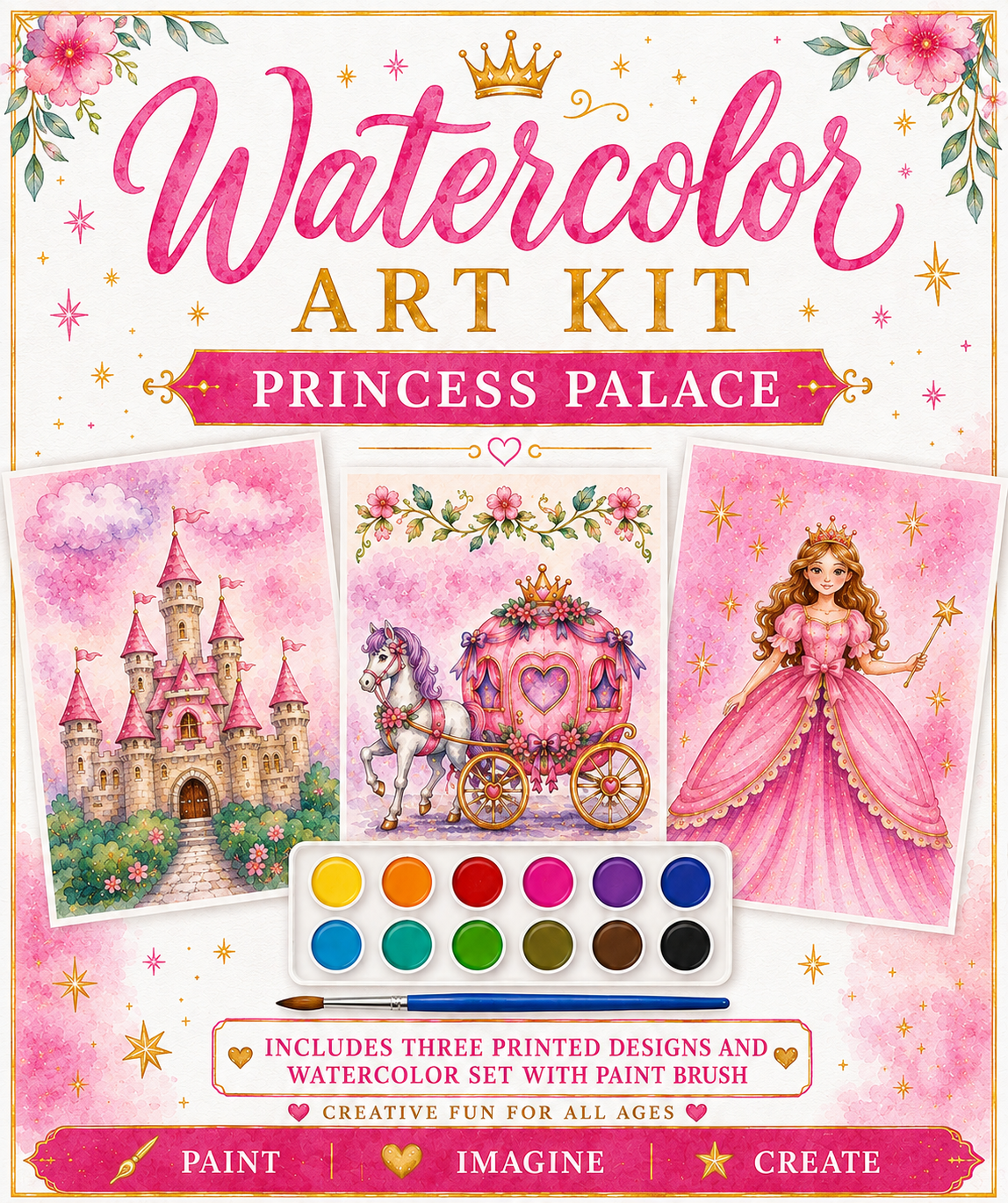 Jessie Marie Creative - Watercolor Art Kit: Princess Theme Designs