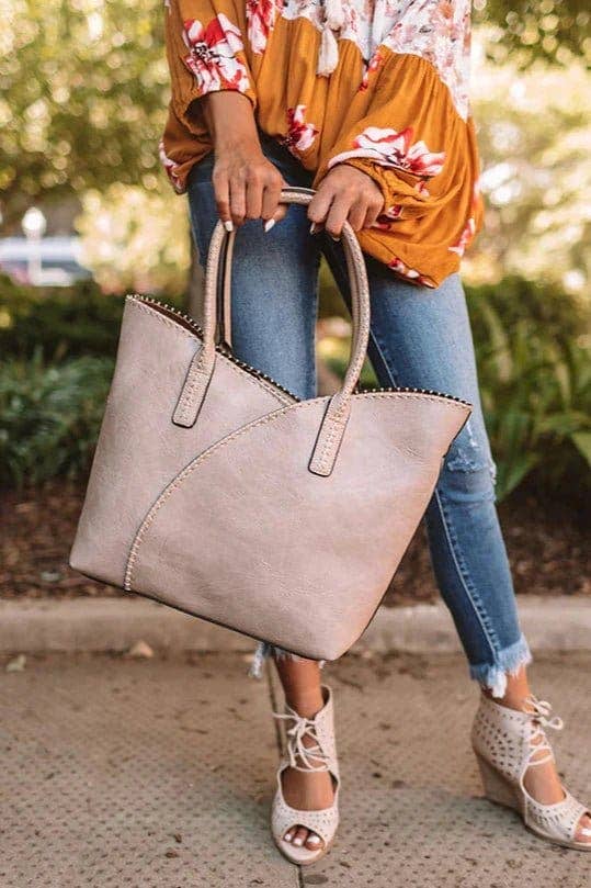 MiMi Wholesale - COL001-2 2-in-1 Stitch Trim Detail Shoulder/Tote Set Bag