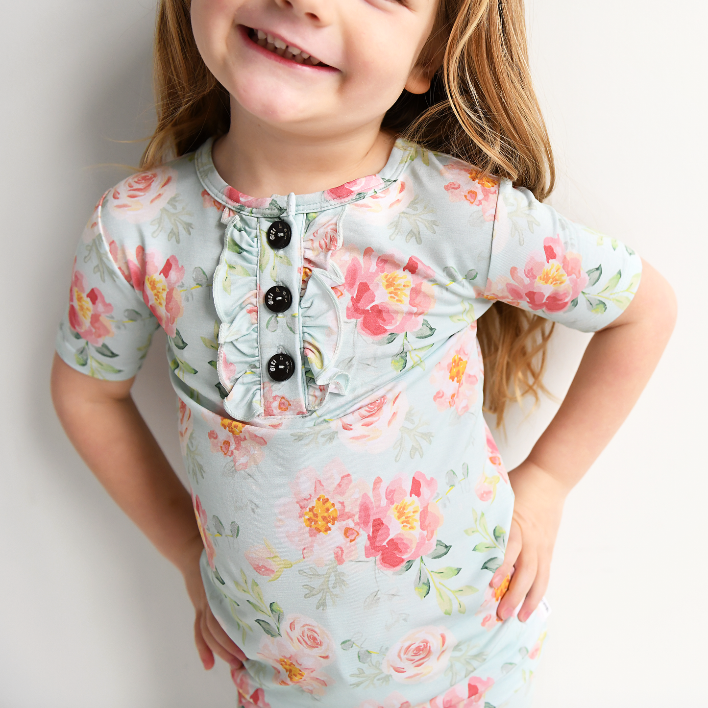 Gigi and Max - Mae Floral Ruffle Two Piece Bamboo Toddler Sleepies Little