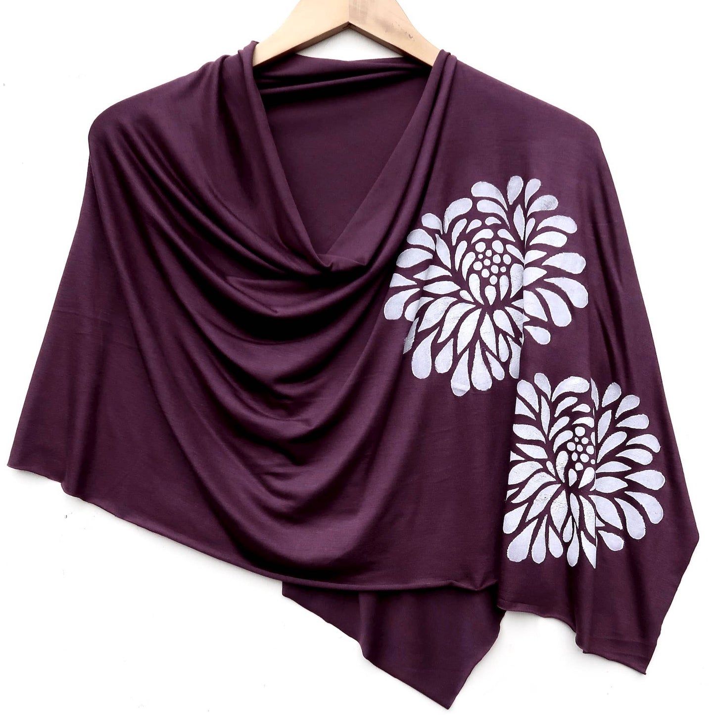 Windsparrow Studio - Lightweight Poncho - Chrysanthemum (white ink)