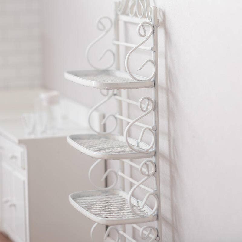 Factory Direct Craft - White Wire Miniature Bakers Rack Shelf