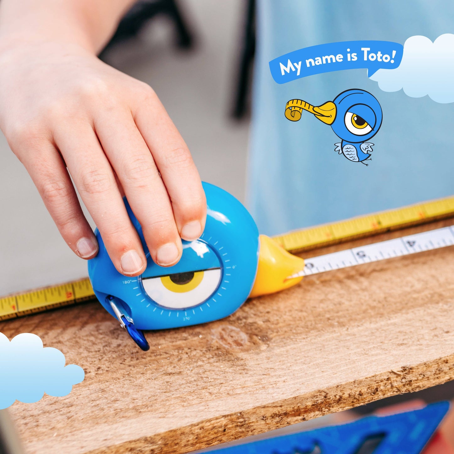 Handy Famm - 3-in-1 STEM Tape Measure / Construction Tool - Bird - "Toto"