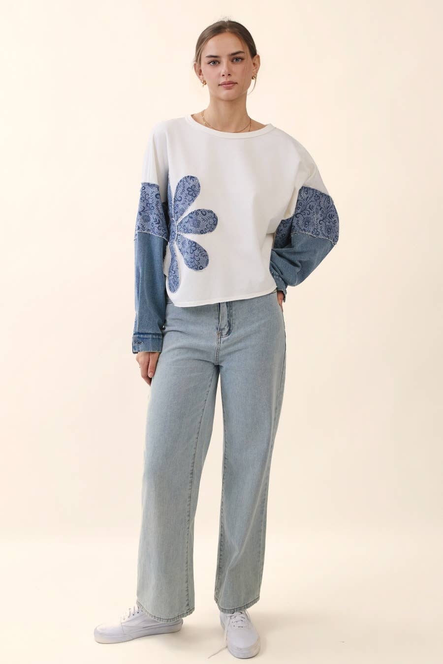 Oddi - Floral Patchwork Cropped Top