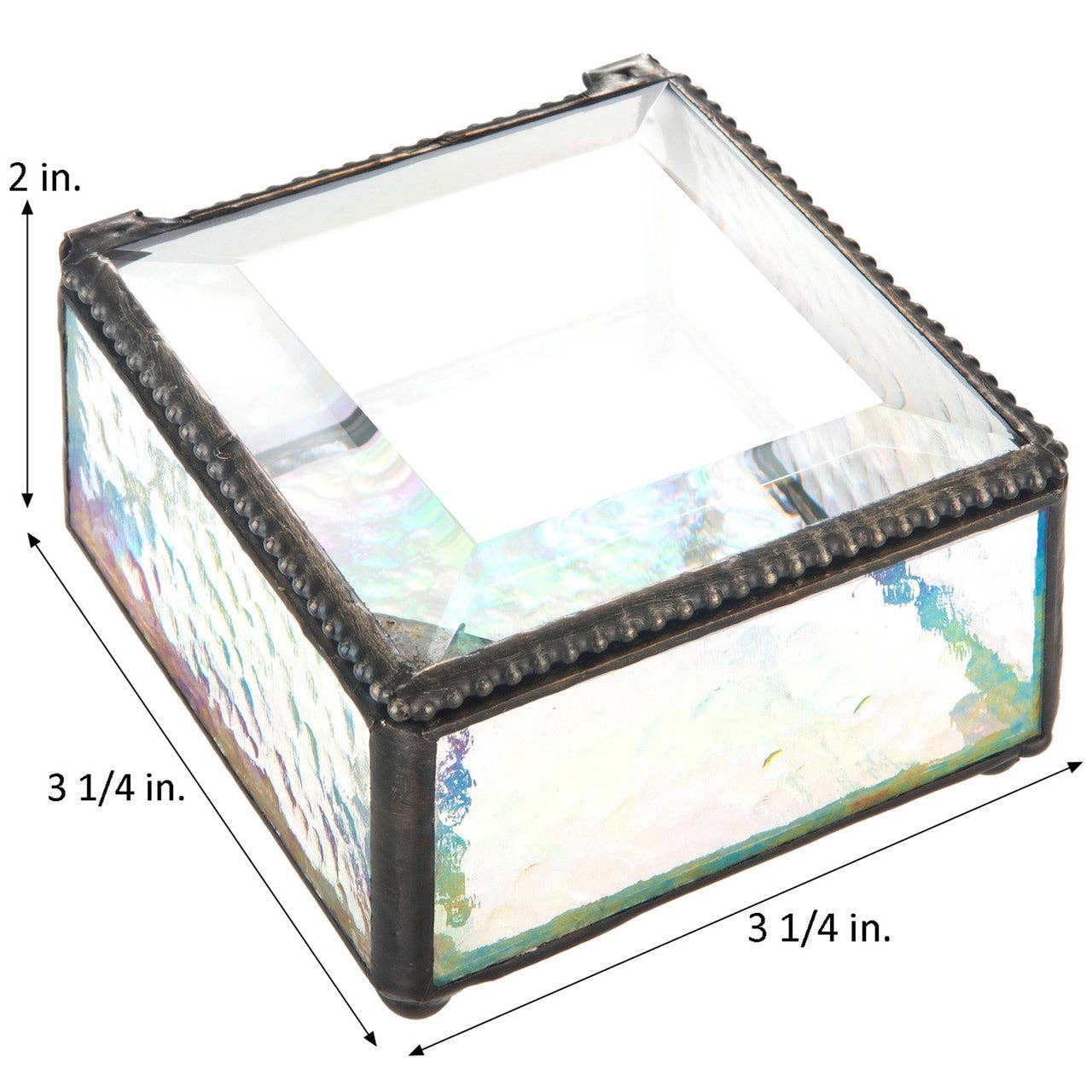 J Devlin Glass Art & Bert Anderson Collection - Iridescent Glass Jewelry Box | Small Display Keepsake