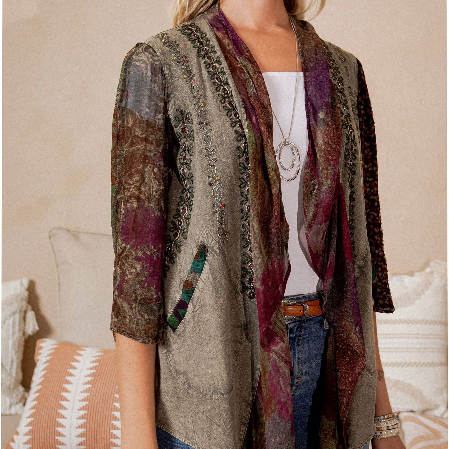 Young Threads - Bohemian Elegance: Stonewashed Rayon Kimono