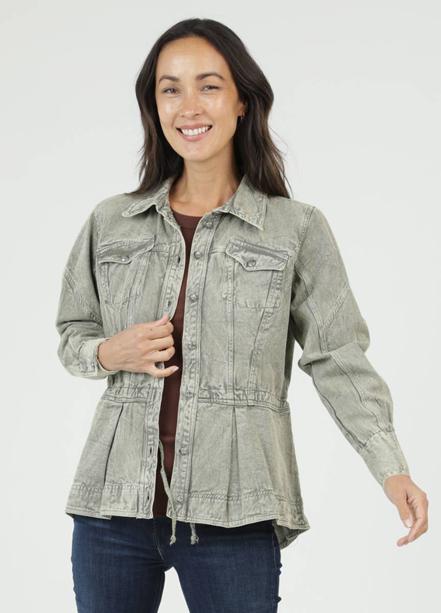 Nostalgia - E2U94-ASIS DENIM RUFFLE PEPLUM JACKET
