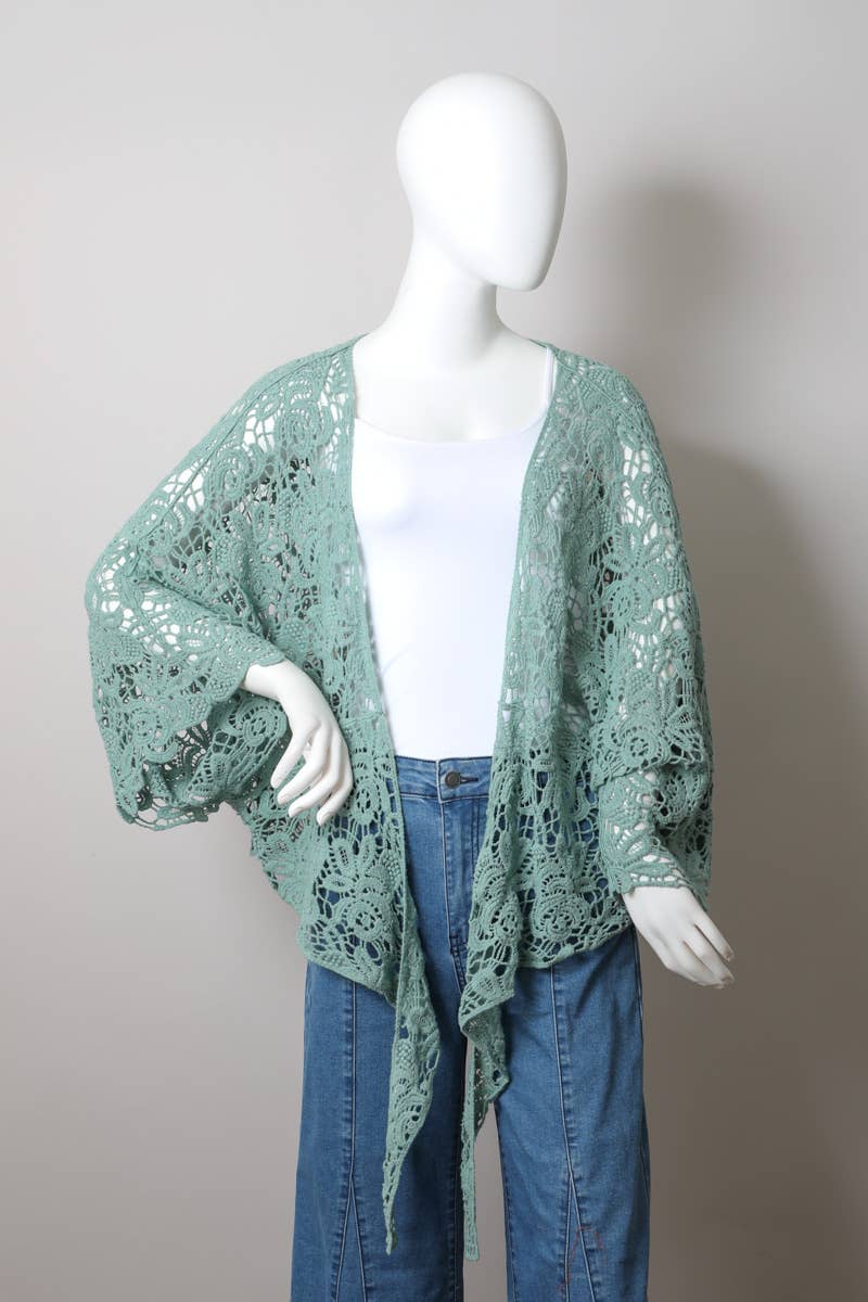 Leto Accessories - Crochet Floral Petal Kimono Wrap 🌼