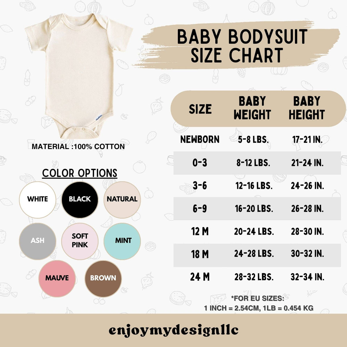 EnjoyMyDesign - Vermont Baby Onesie ®, Green Mountain State Baby Bodysuit for Boys Girls