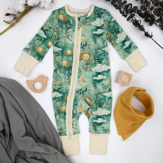 Earthy - Organic Cotton Baby Pajamas 2-Way Zipper Sleeper, Indy