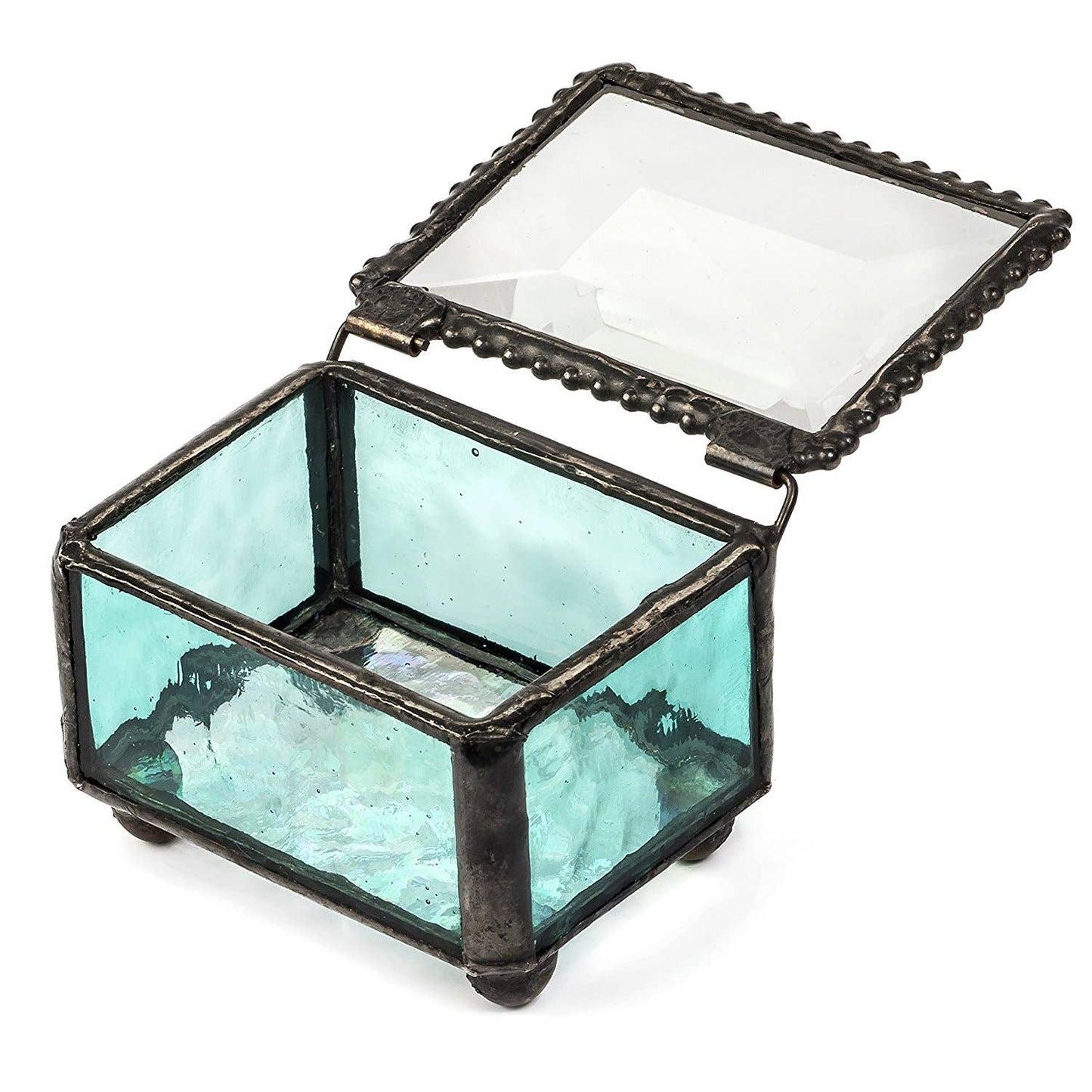 J Devlin Glass Art & Bert Anderson Collection - Small Stained Glass Ring Box J Devlin Box 325 Series
