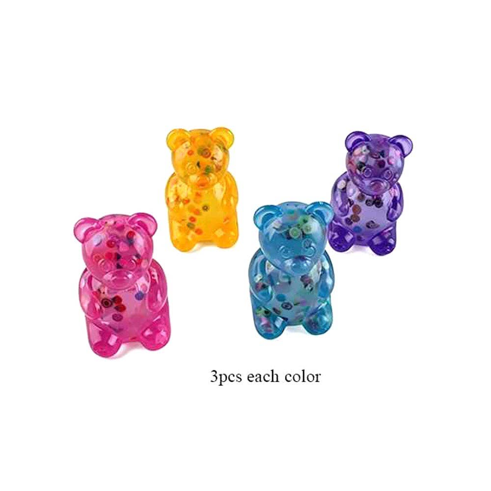 Sensibling Corp. - 12PCS - Glitter Gummy Bear Squeeze Squishy Stress Relief Toy