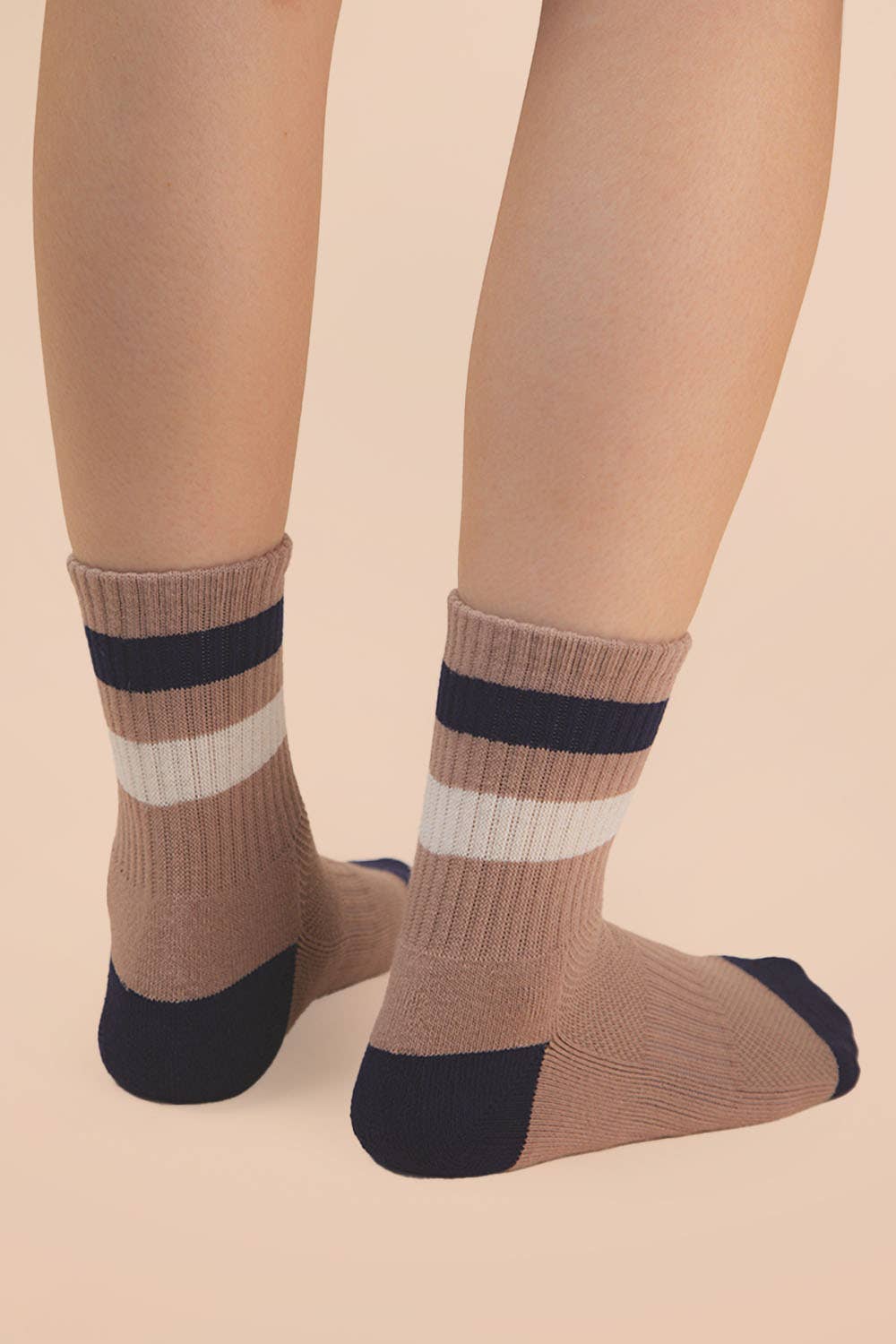 VERY J - SC10025C - Color Block Stripe Crew Socks