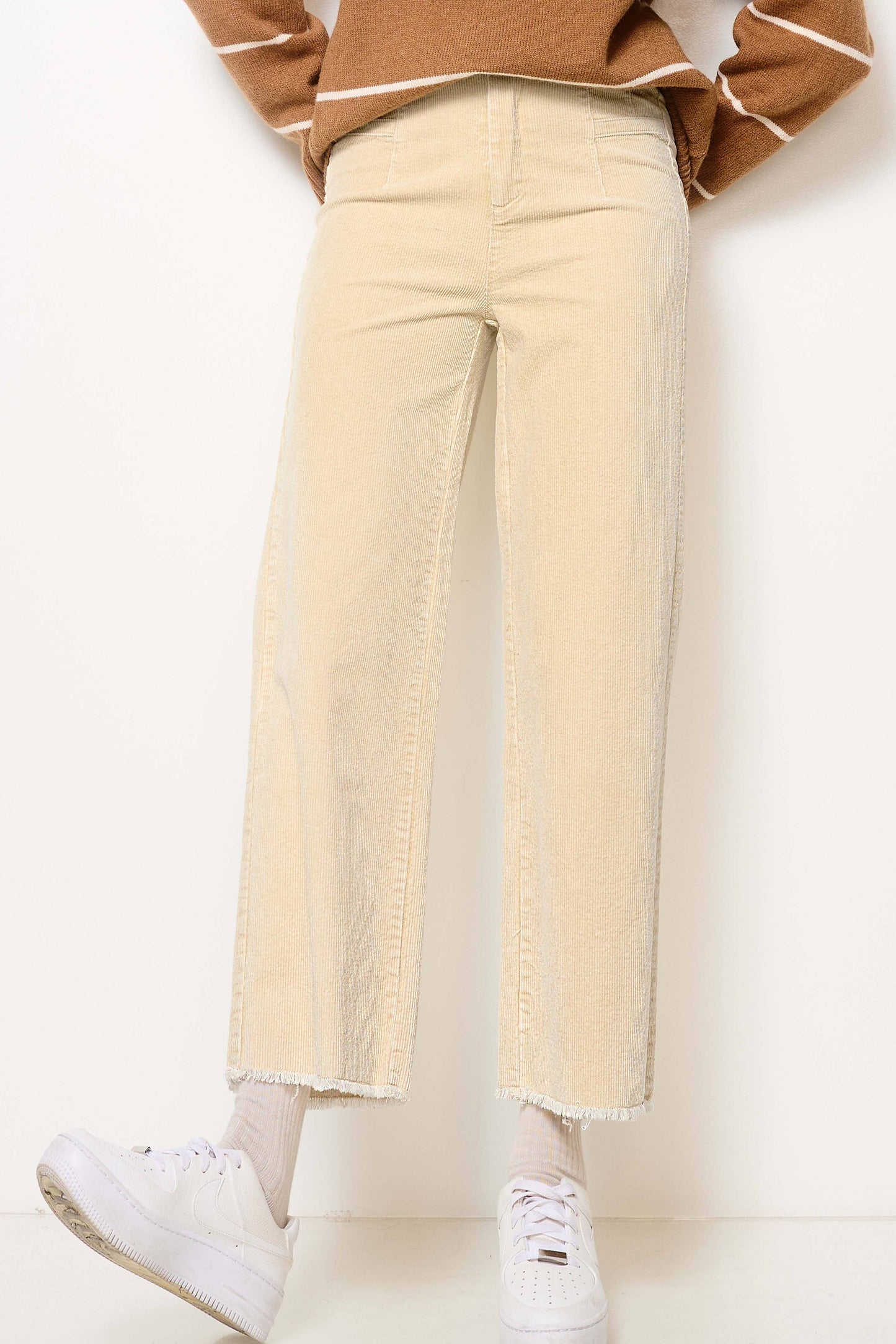 La Miel - MCP4220-Mineral Washed High Waisted Wide Leg Corduroy Pants