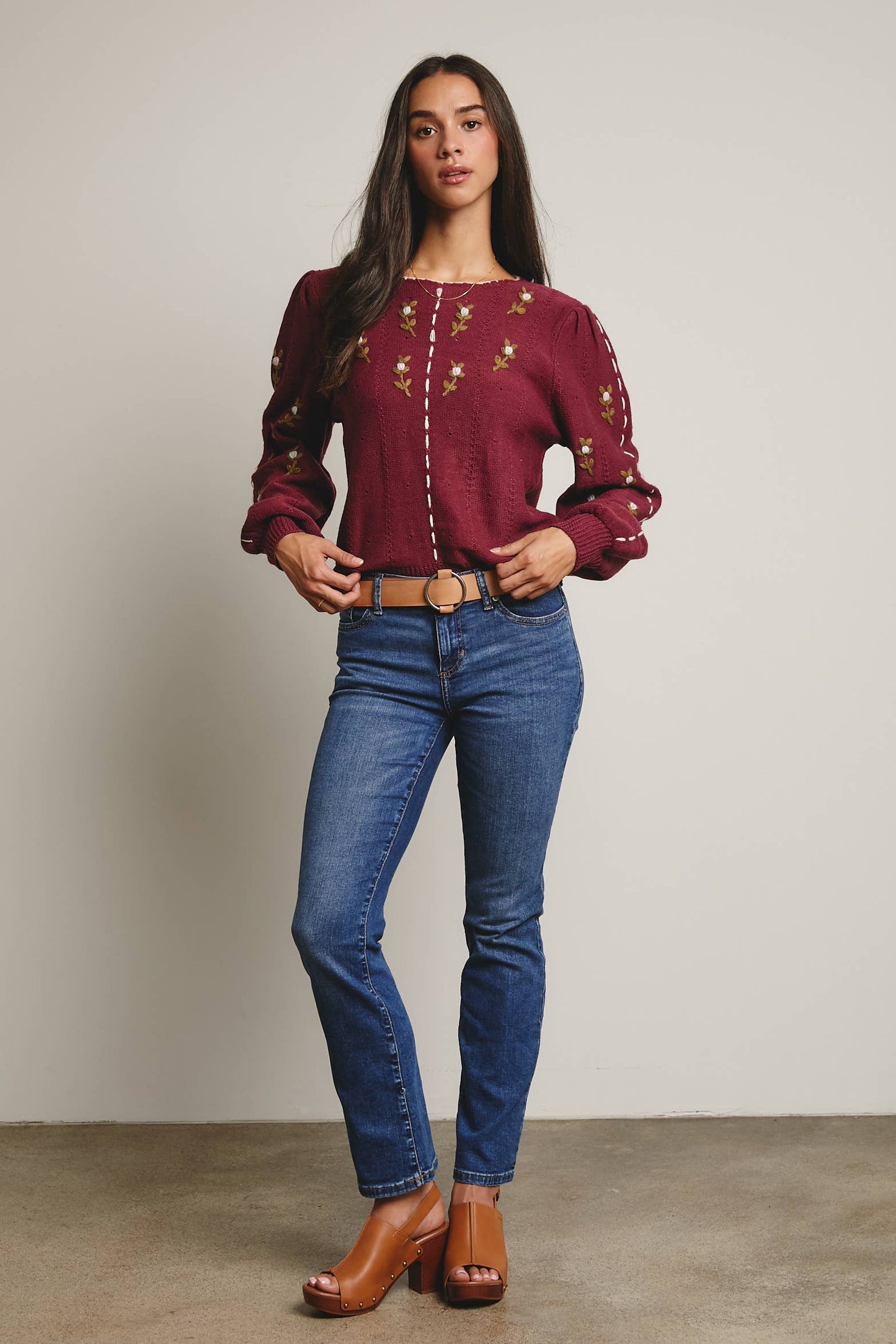Forte - Embroidered Blossom Knit Sweater FSW0002